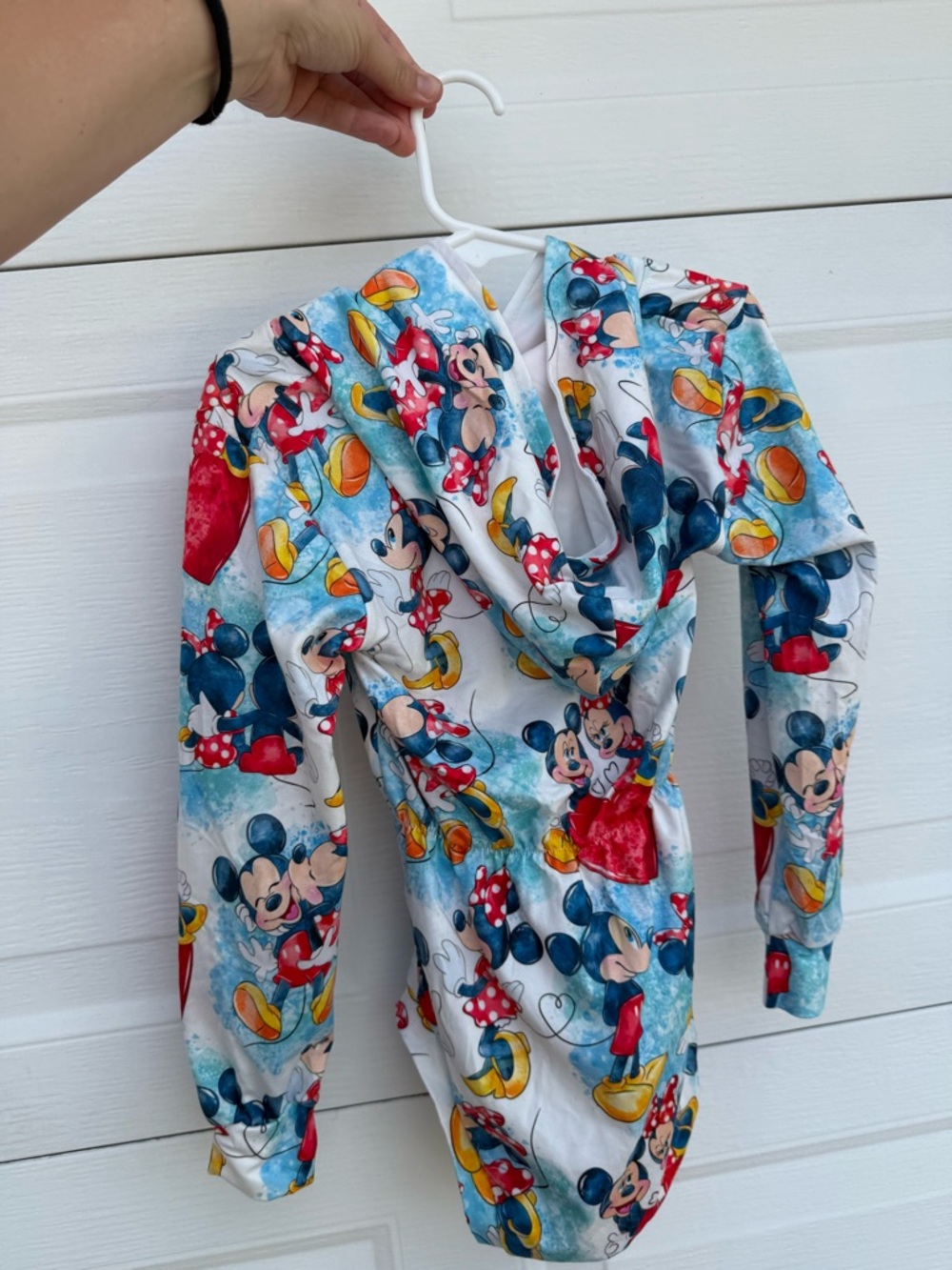 Mickey & Minnie Blue Kids One-Piece Bodysuit Hoodie